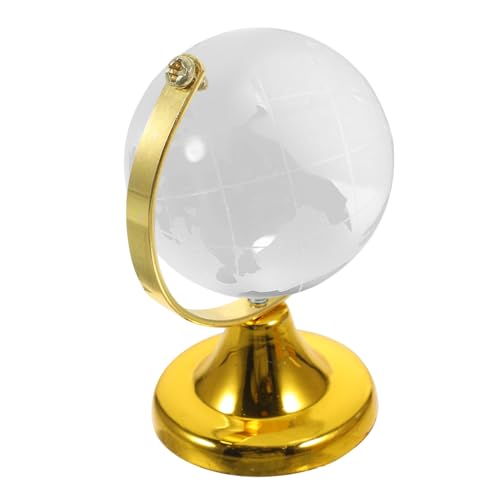 Angoily Crystal Globe Decoration Transparent World Globe with Stand Golden World Map Handicraft for Home Office Classroom Store Decor