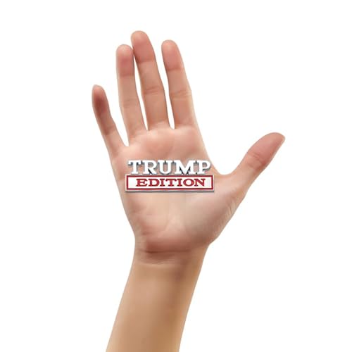Image of 2 Pcs Trump Edition Emblem Trump Car Decal 2024 Trump Stickers 3D Metal Trump Decals for Universal Vehicle, Car Door, Truck, RV, SUV, Trunk, Motorcycle (Silver Red)