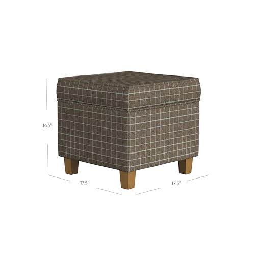 Image of HomePop 18 inch Classic Square Storage Ottoman - Brown Windowpane