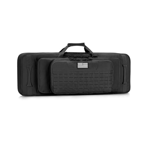 CVLIFE 36' Soft Rifle Case Triple Layered Double Rifle Bag, Long Gun Bag with Lockable Zipper and Backpack Strap, Oversized Rifle Backpack Gun Case for Outdoor Hunting Shooting Range, Black