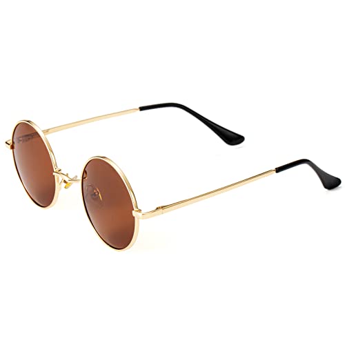 Image of Kursan Small Round Polarized Sunglasses for Women Men Hippie Retro Circle Red Sun Glasses - 45MM
