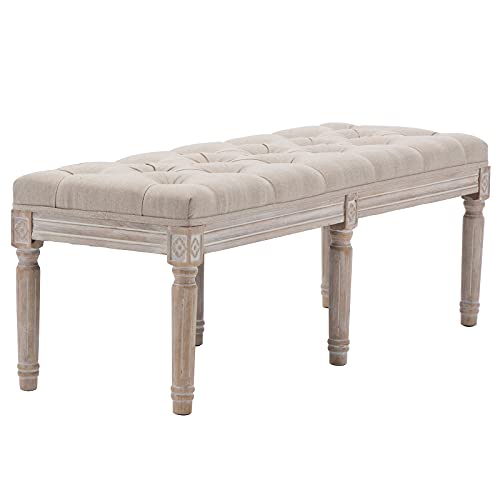 DUOMAY Upholstered ExtraLong French Vintage Bench, 16" D x 48" W x 16