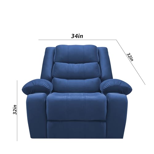 Image of Casaliving Lacy Motorised Standard Recliner | Motorised Single Recliner Sofa | Unique Lumbar Design | Premium Upholstery | (Blue Colour) Premium Fabric Sofa