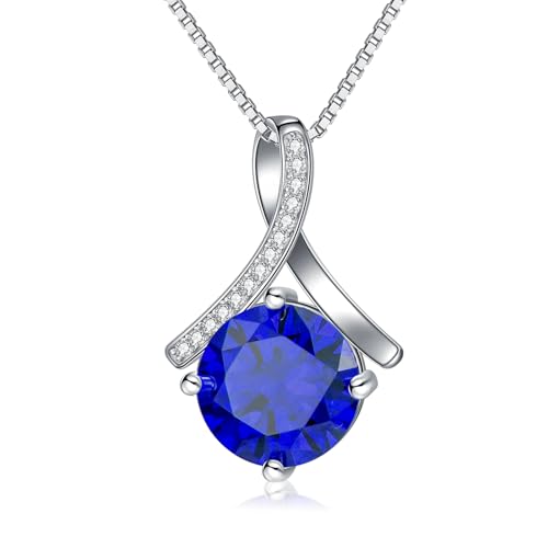 Birthstone Necklace for Women White Gold Plated Dainty Necklaces Anniversary Birthday Christmas Valentine Engagements Mothers Day Jewelry Gifts for Mom Wife Her Girlfriend 18+2 Inches