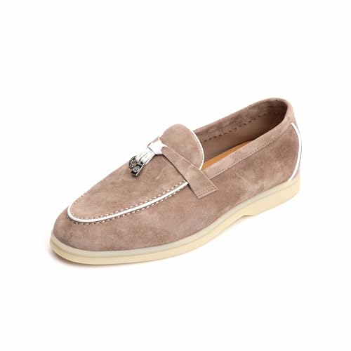 Image of XOBZJH Women's Leather Suede Loafers Flats - Slip-On Penny Loafers with Soft, Comfortable Driving & Dress Shoes for Casual Office Work All Day
