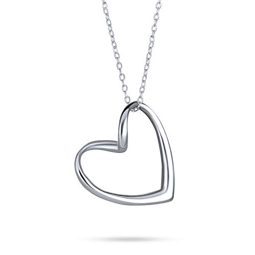 Bling Jewelry Floating Open Heart Pendant Necklace For Women For Girlfriend .925 Sterling Silver With Chain