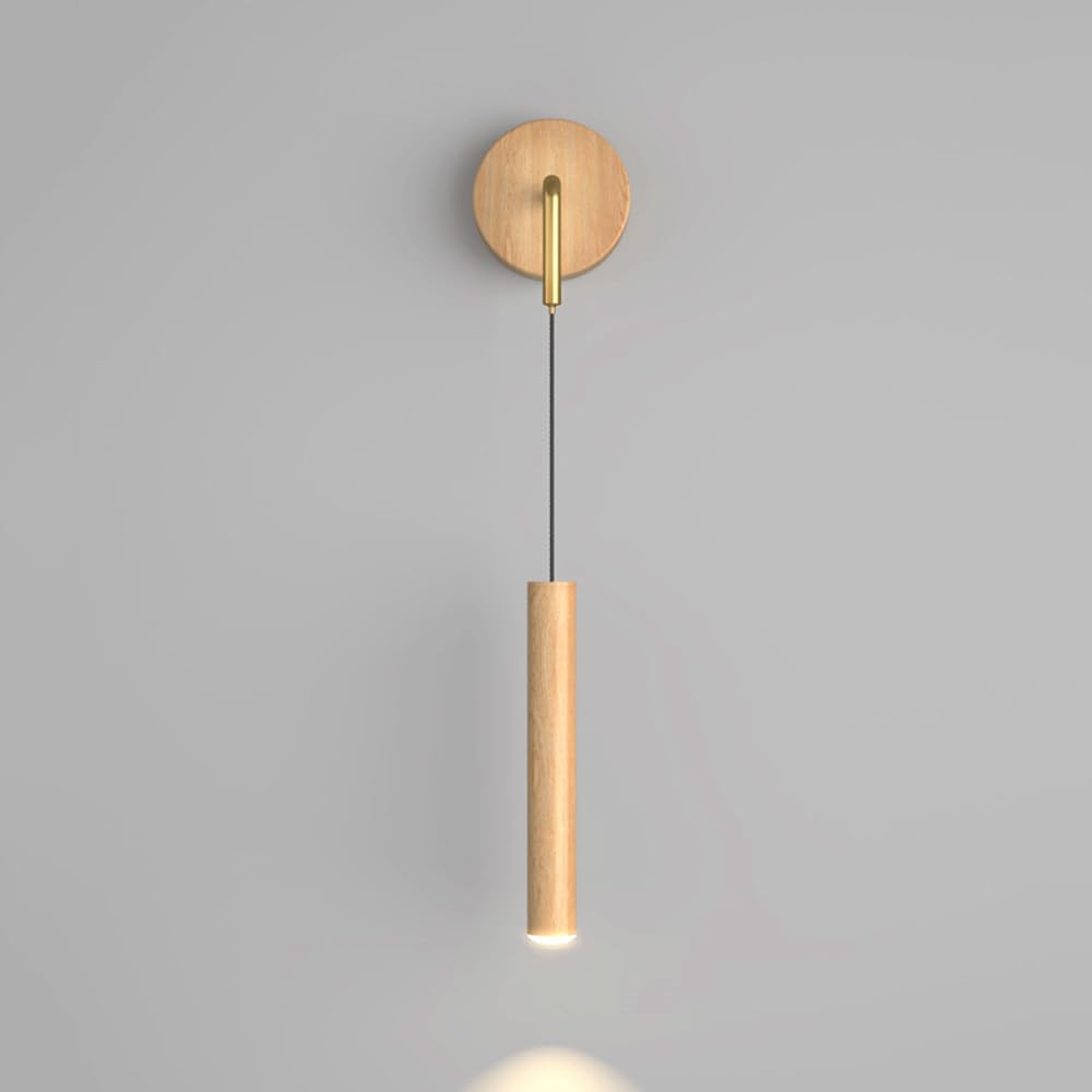 SXWNBIFH wall lamp Sconces Wall Lighting LED Bedside Wall Mount Lamp Cylindrical Lampshade Wall Light Hanging Mid Century Modern Metal Wall Sconces for Bedroom Living Room Background Wall(Wood Grain)