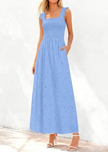 Image of KIRUNDO Summer Lace Dress for Women Eyelet Maxi Sundress