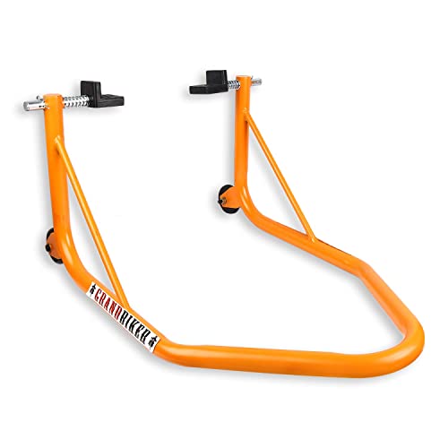 Image of Grandbiker Rear Universal Wheel Paddock Stand Extra Strong with Swing Arm Rest for Jawa Perak (Orange)