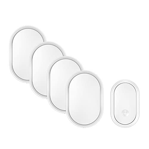 ワイヤレスチャイム 受信機4個&送信機1個 呼び鈴 36曲選択可能 4段階音量調節 防水 工事不要 取付簡単 最大300M無線範囲 ドアベル 介護 玄関チャイム PSE認証済