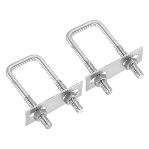 Image of PATIKIL M8x35x85mm Square U-Bolts Kit, 2Set 304 Stainless Steel Square U Shaped Bolts Replacement Parts with Frame Plates and Nuts for Ski Board Sailboat Trailer
