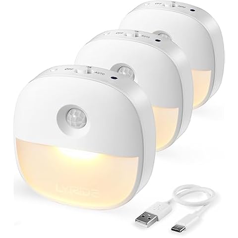 Lyridz Rechargeable Motion Sensor Night Light, 3-Pack Cover