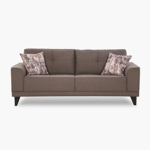 Image of Home Centre | Rother | Fabric|Solid Wood | 3 Seater Sofas | Brown | 1 Year Warranty