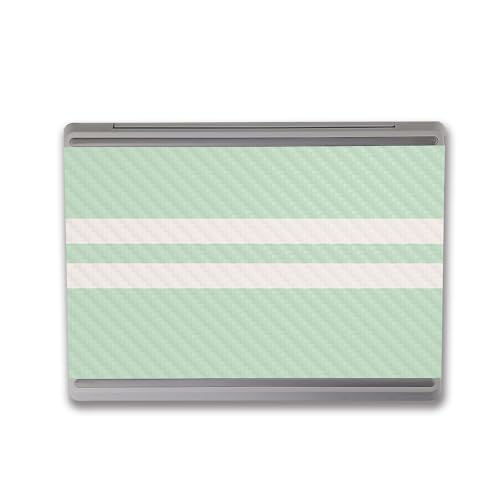 Image of MightySkins Carbon Fiber Skin Compatible with Microsoft Surface Laptop Go 3 (2023) Full Wrap Kit - Mint Stripes | Protective, Durable Textured Carbon Fiber Finish | Made in The USA