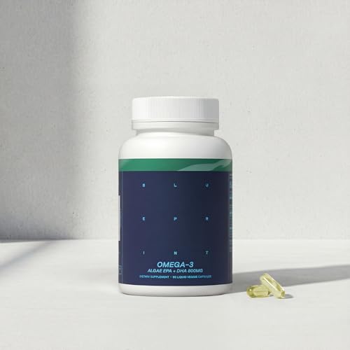Image of Blueprint Bryan Johnson Omega-3 - Vegan Algae Omega 3 Supplement with EPA /DHA - 800mg Plant-Based for Brain, Heart & Joint Support - High Absorption Triglyceride Form - 1:1 EPA /DHA