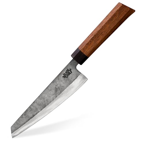 Black Chili Santoku Messer | Griff: Eisenholz | 17 cm Carbonstahl Klinge | Extrem scharf und langlebig | Kochmesser für Fisch, Fleisch & Gemüse |...