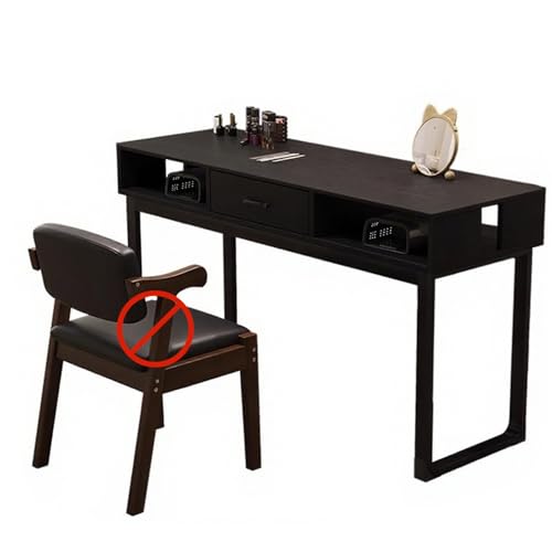 DEOPXF マニキュアテーブル ネイル サロン デスク 引き出しの足パッドとライトホール付き 広々としたデスクトップ ネイルアートテーブル ネイルテーブル強くて耐久性があり 曲がったり変形したりしにくい 家庭 スパ サロンなどに適しています(ブラック,1