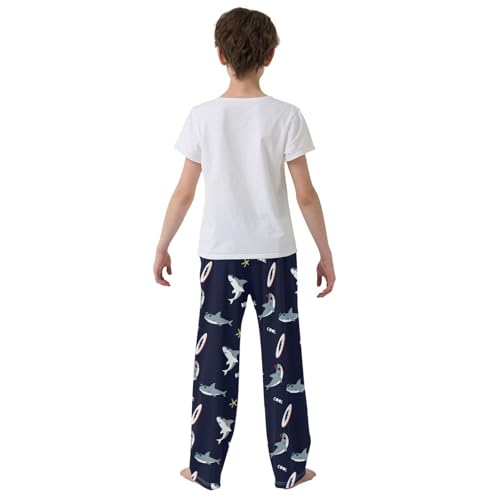 Cool Shark Starfish Boys Long Pants Soft Trousers Elastic Waist Kids Lounge Bottoms with Pockets S-XL3