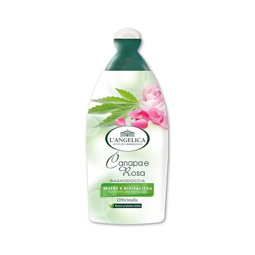 L'Angelica Officinalis, Bagnodoccia Canapa e Rosa, Nutre e Rivitalizza, Pelle Rigenerata e Morbida, Senza Parabeni, Siliconi e OGM, 500ml