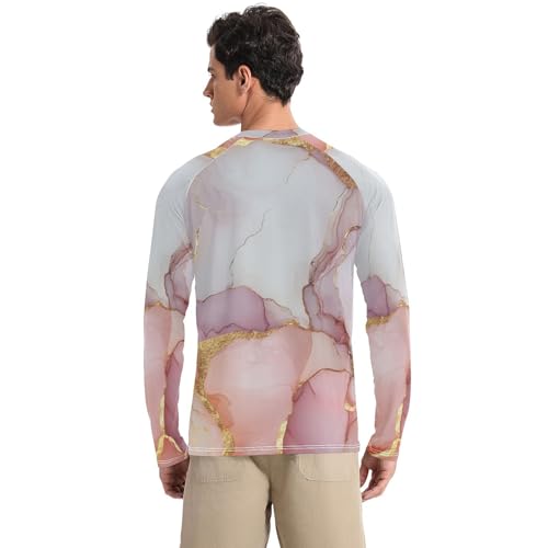 Marble White Blush Men's Rash Guard Quick Drying Loose UV Sun Protection Shirts Hiking2