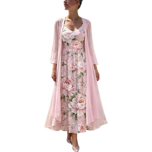 Ensemble robe maxi été femme grande taille robe de plage fluide avec gilet chic