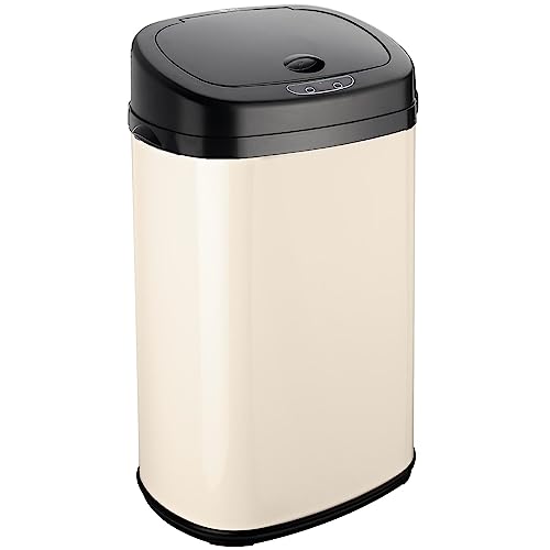 Dihl 30 Litre Cream Motion Sensor Bin with Stylish Black Lid – Modern, Touchless, Convenient and Hygienic Waste Management Solution for Kitchen, Office, Home, Bedroom