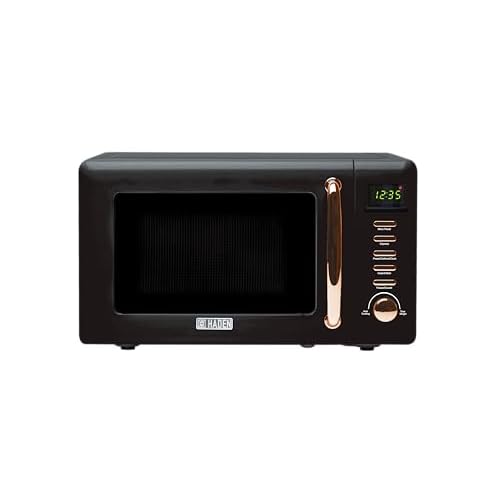 Haden Salcombe 800W Microwave Oven – Versatile with Defrost, Reheat & Cooking Functions – Spacious 20L Capacity – Convenient Digital Timer – 5 Power Levels – Sleek Black & Copper Design