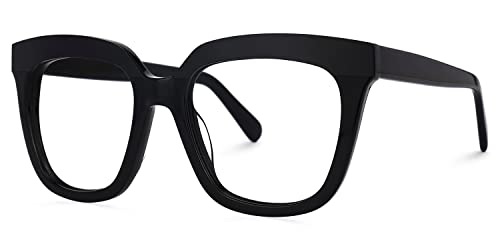 Image of Zeelool Oversize Thick Square Eyeglasses Classic Full Rim Acetate Eyewear Frame for Women men Milledge ZWA814760-01 Black
