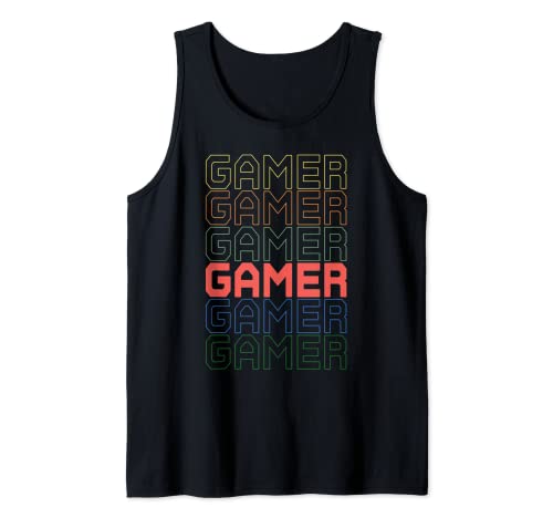 Gamer Vintage Retro Video Game Player Tank Top, Black, S