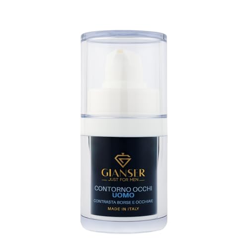 Gianser Just For Men – Contorno Occhi Uomo Anti -Borse e Occhiaie - Crema Idratante con Acido Ialuronico - Riduce i Segni della Stanchezza e Linee Sottili - Effetto Sguardo Riposato - 30 ml