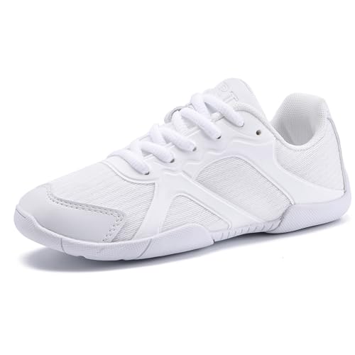 Image of Youth Cheer Shoes Girls White Cheerleading Shoes Dance Athletic Training Breathable Fabric Dancing Lightweight Competition Comfortable Sport Kids Girls Cheer Sneakers