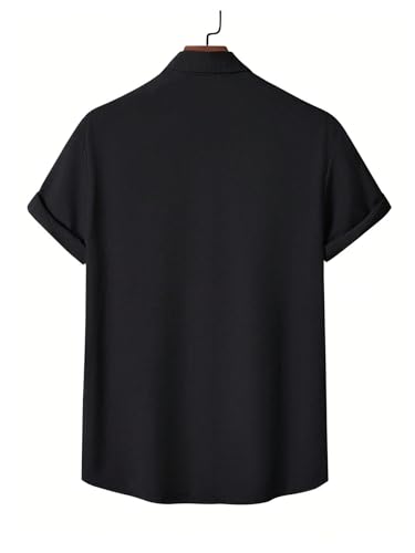 Men's Funny Cat Graphic Tees Shirt Color Block Short Sleeve Button Up Shirts2