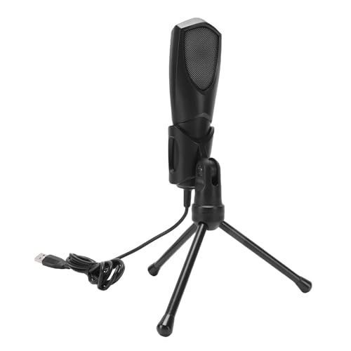 Bewinner Gaming USB Microphone for PC, RGB Condenser Computer Mic with Tripod Stand, Plug & Play for Streaming Podcasting Recording, Noise Cancelling Black