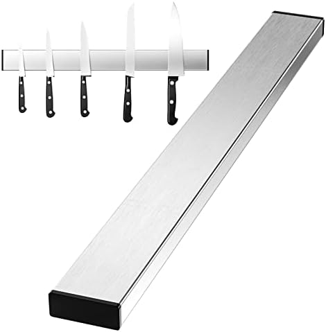 Newaner 30 cm magnetic strip, knife, self-adhesive, magnetic rail for gluing, magnetic blade magnetic strip made of stainless steel, can be installed without drilling, can hold iron knives or utensils