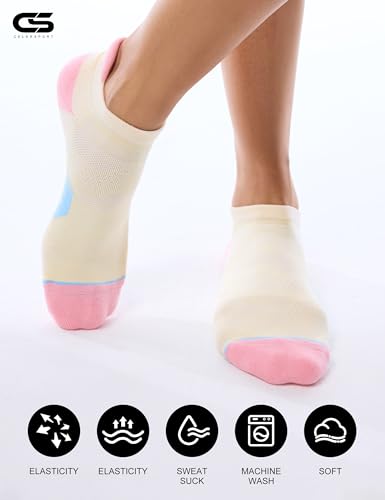 Image of CS CELERSPORT 6 Pack Women's Ankle Running Socks Cushioned Low Cut Tab Athletic Socks