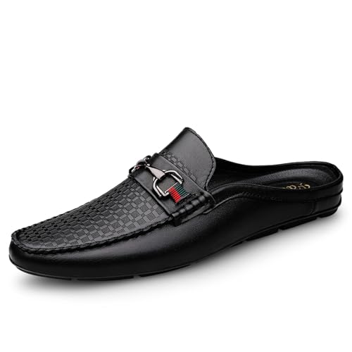 Men's Slippers Slip-On Loafers Leather Formal Wear Casual Open Back Sandals