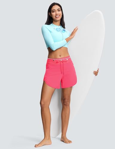 Image of Swim Board Shorts Women 5.5 inch / 7 inch | Built in Liner, Zipper Pockets, High Waisted, Quick Dry, UPF 50+, Stretchy, Swim Trunks for Women