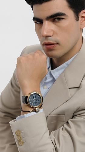 Image of Police Quartz Multifunction Blue Dial Leather Strap Watch for Men-PLAPEWJF0030401