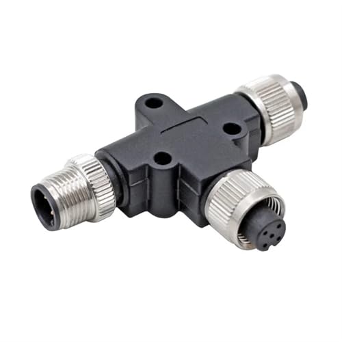 Conector de sensor M12 tipo T de 5 pines para una derivación segura de señal macho y hembra