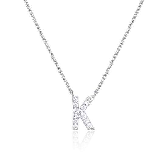PAVOI Initial Necklace for Women, 14K Gold Plated Cubic Zirconia Pendant Letter Necklace for Women, Name Necklace, Necklace with Initials