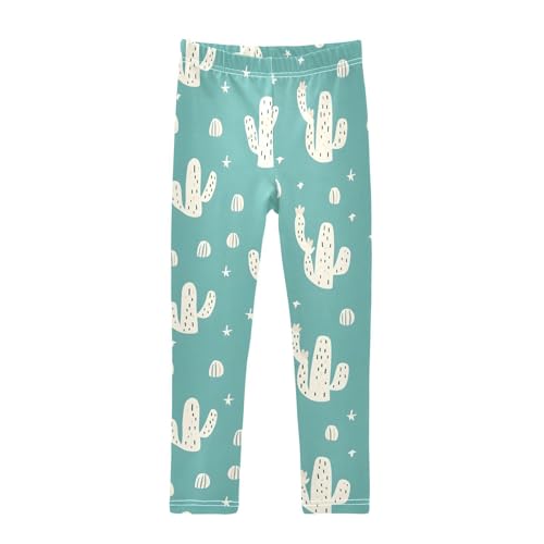 Cactus Pattern Girls Leggings Soft Stretch Workout Yoga Dance Pants for Kids Casual Tights