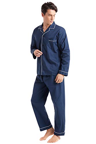 Men’s Cotton Pajama Set, Long Sleeve Button-Down Woven Sleepwear3