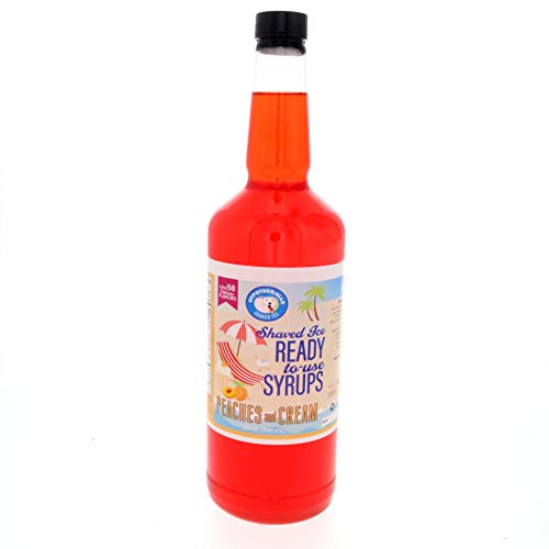 🍑 🍨 Peaches And Cream Hawaiian 🍧 Snow Cone Syrup - Gourmet, Handcrafted Shaved Ice & Slushie Syrup, Piraguas, Raspados, Soda Flavor Syrups 🍹 Cocktail Flavors ☕️ Flavor Syrup For Coffee | Ready To Use Quart (32 Fl Oz) #TOP18