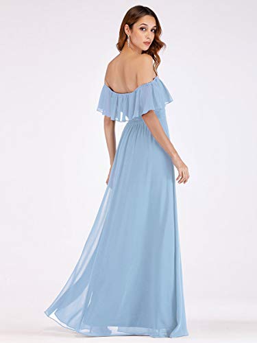 Image of Ever-Pretty Women's Summer Off The Shoulder Flowy Chiffon Formal Wedding Guest Dresses Maxi Side Split Beach Bridesmaid Dress