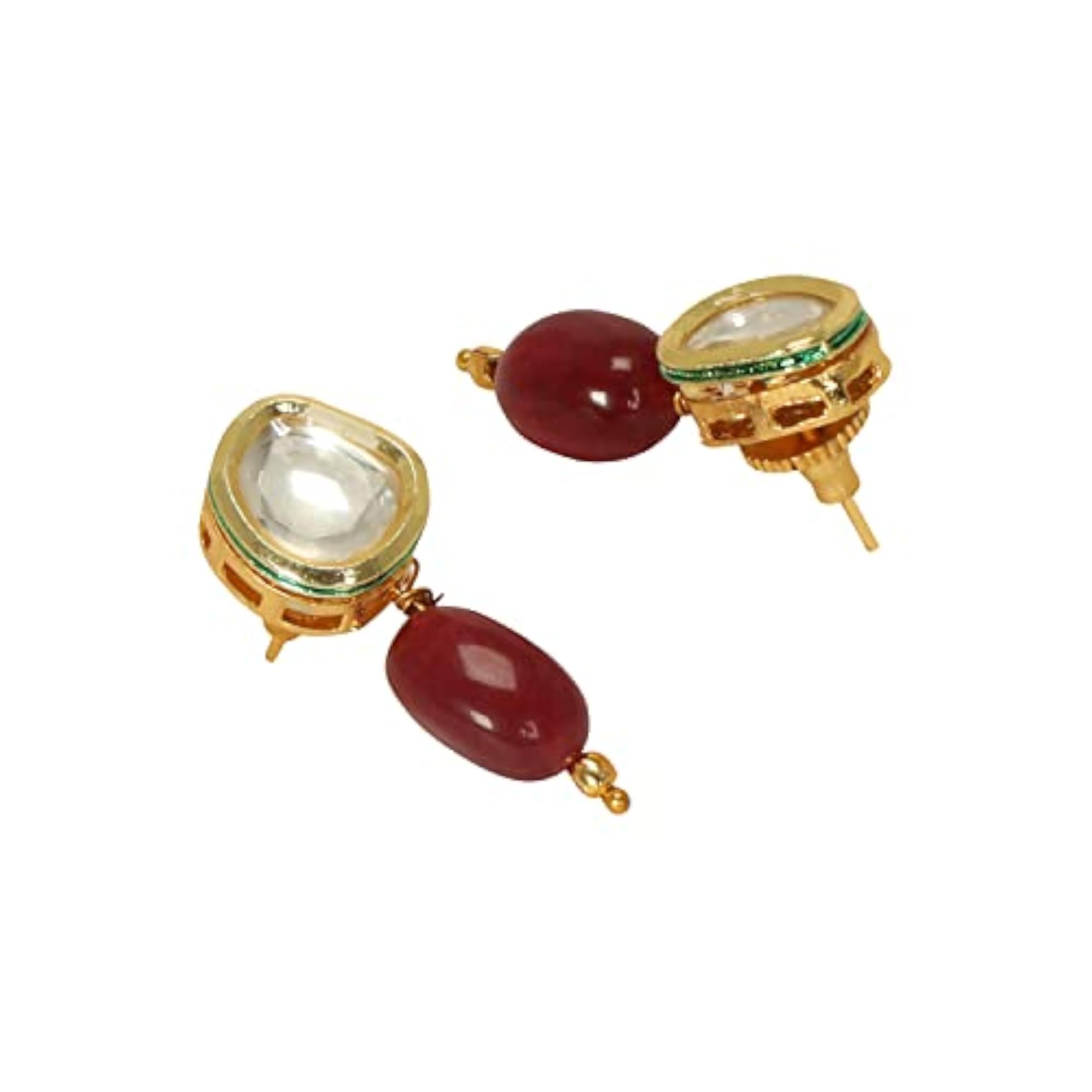 Women's Statement Beads Choker Necklace & Delicate Kundan Earrings Set, Gift-Ready