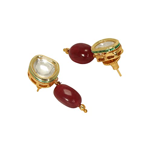 Women's Statement Beads Choker Necklace & Delicate Kundan Earrings Set, Gift-Ready