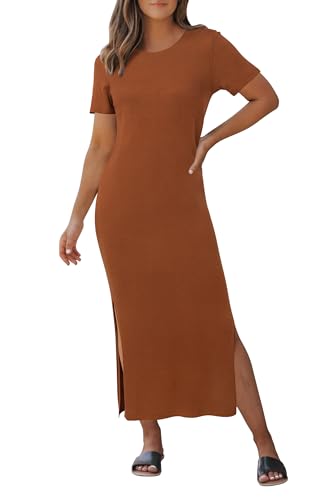 Image of Arach&Cloz Women's Wool Blend Lightweight Spring Casual T Shirts Maxi Dress 2026