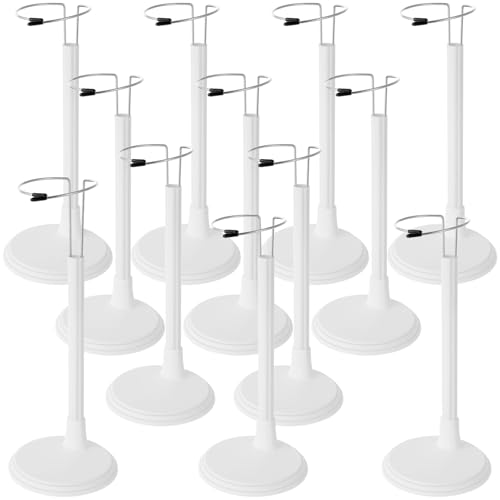 Image of Yaocom 12 Pcs Doll Stands for 8 to 14 Inches Adjustable Dolls Figure Stand Display with Expandable Waist Wire Action Doll Stands Display Rack for Home Shop Birthday Party Favor(White)