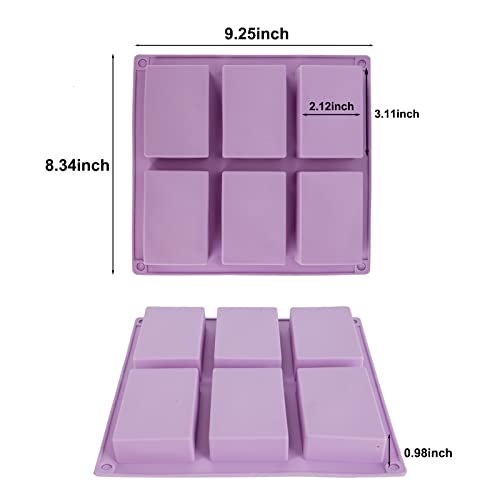 Silicone Soap Molds Set Of 4 Pack 6 Cavities Rectangle Silicone Soap Molds For Homemade Craft Soap Mold, Cake, Chocolate, Ice Cube Tray Mold - Blue & Pink & Green& Purple #TOP1