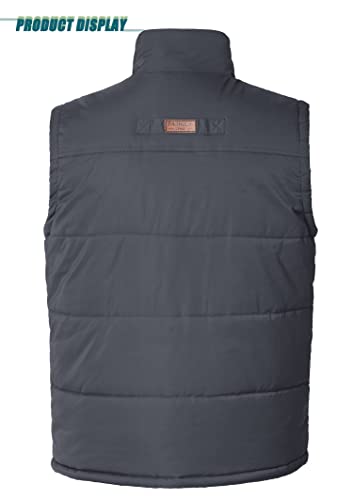 Tacvasen Men's Sleeveless Jacket With Stand Collar Lightweight Padded Outerwear Vests Grey, 2Xl #TOP1